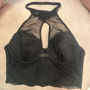 Elegant Black Lace Halter Bralette